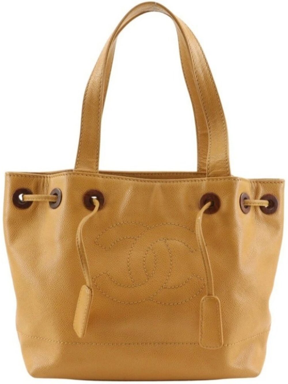 CHANEL COCO Mark Tote Bag purse Brown Caviar skin Women